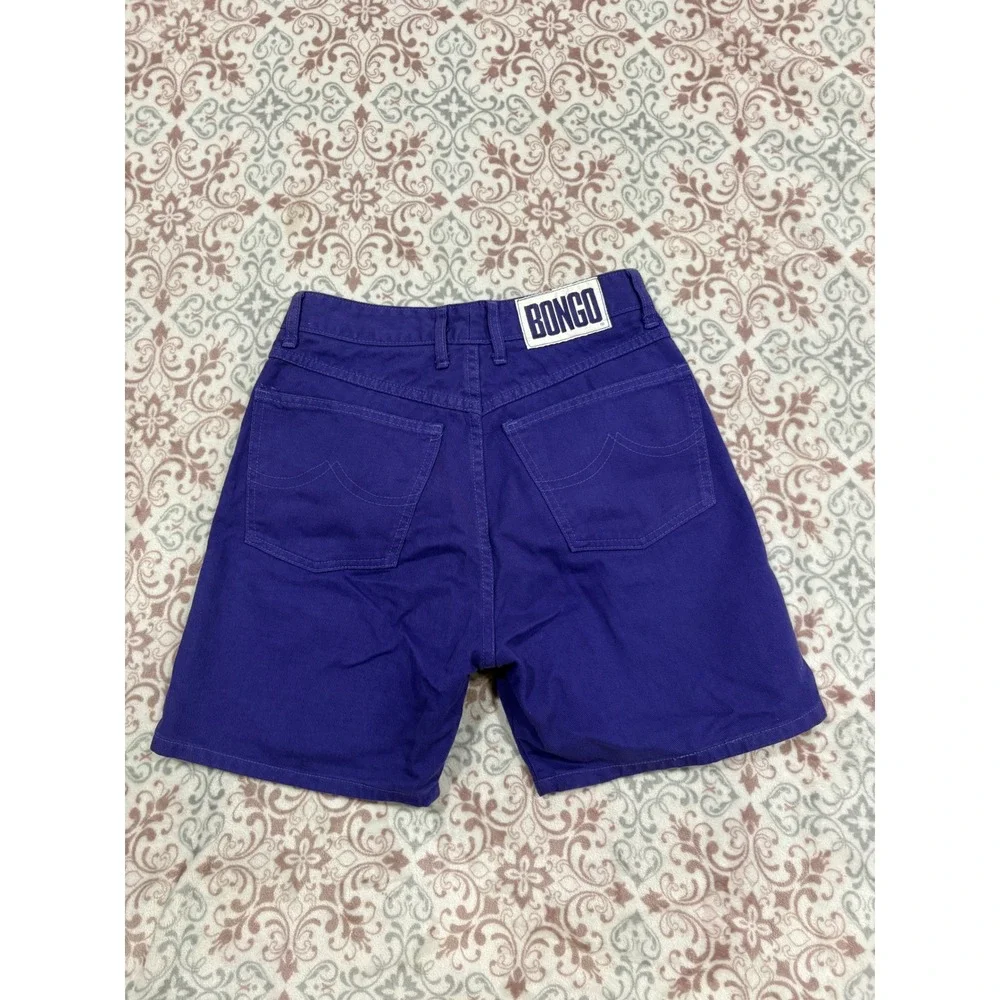 Bongo Vintage 90s High Waisted Purple Denim Shorts Gene Montesano Made in USA 7